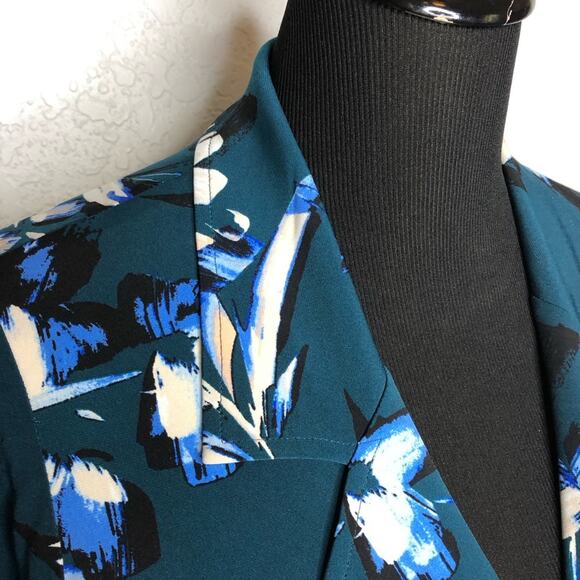 Eliza J teal green white floral faux wrap dress size 2 - Picture 6 of 16